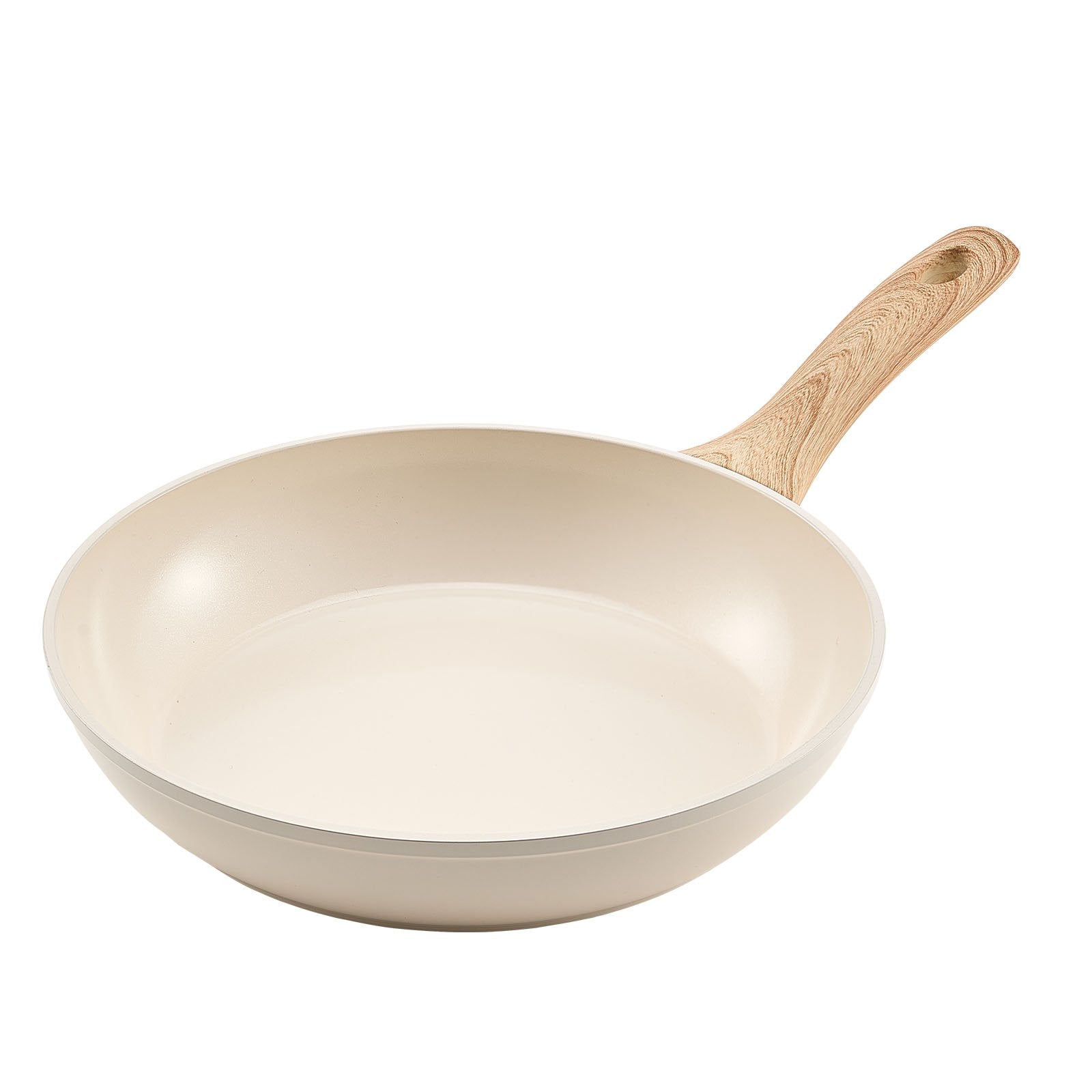 VEVOR Frying Pan Skillet, Aluminum Egg Fry Pans, 3 Pcs 200, 240, 280 mm , Nonsitck Ceramic Heavy-Duty Skillets with Heat-Resistant Handle, Chef's Kitchen Cookware for Gas, Electric, Induction, Beige