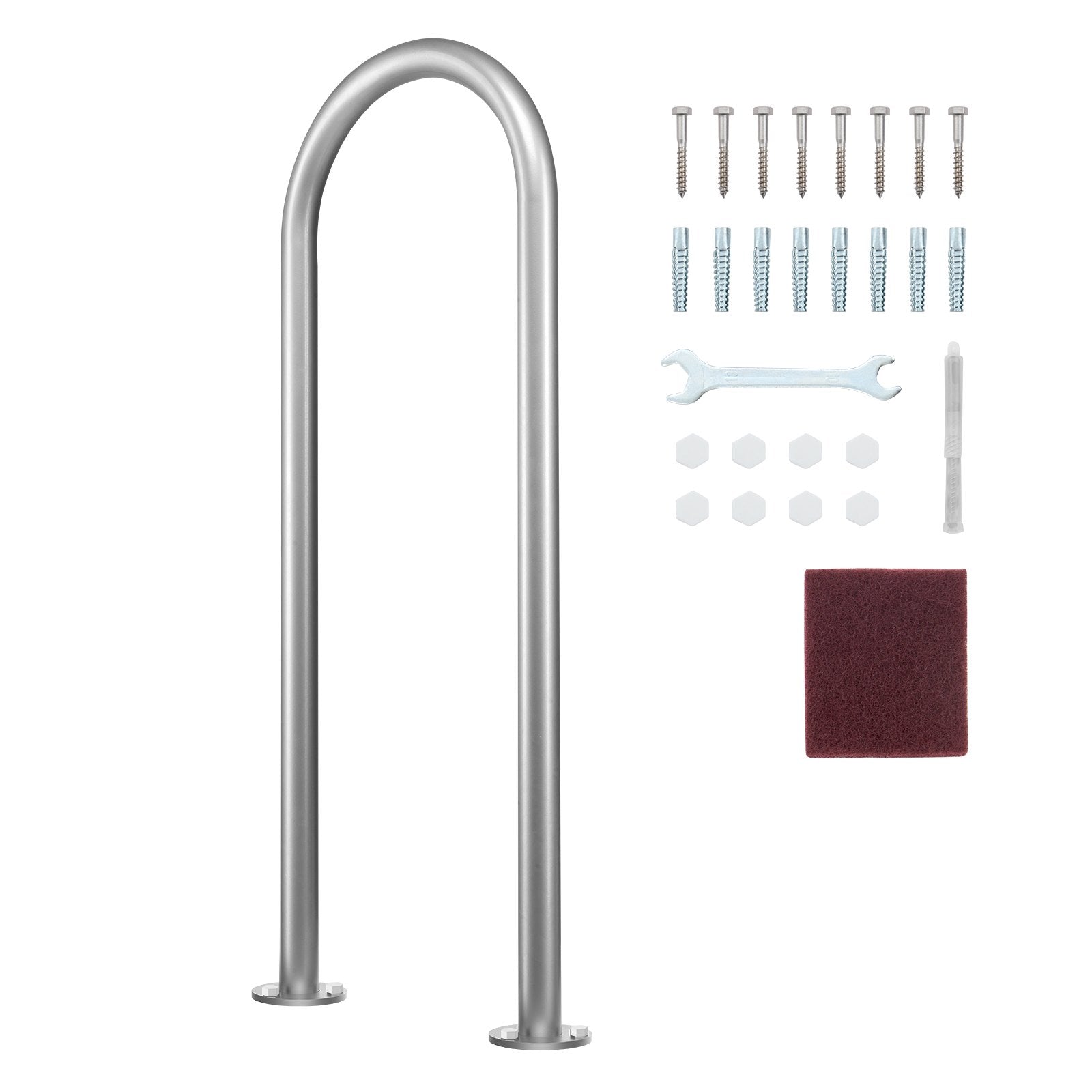 VEVOR Pool Handrail,36 x 13 inch Pool Railing, Aluminum with Base Plate for Indoor/Outdoor Pools, Humanized Swimming Pool Safety Railing for Decks, Rust-Proof Grab Bar with Accessories for Spas Docks