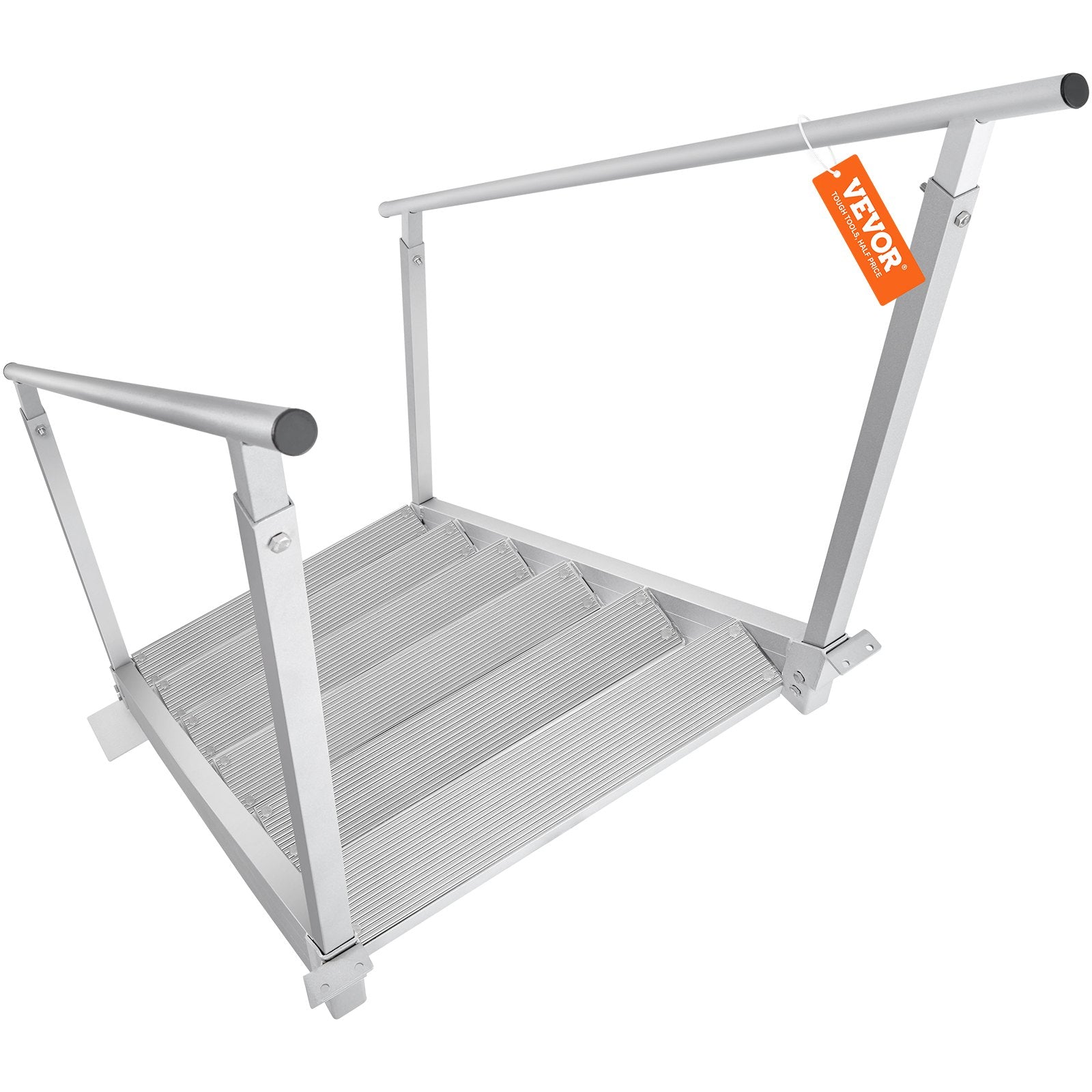 VEVOR Dock Ladder, 1.09 m-1.29 m Adjustable Height, 227 kg Load Capacity, Aluminum Alloy 6 Steps Pontoon Boat Ladder with Dual Handrails & Nonslip Mat, Ideal for Ship/Lake/Pool/Marine Boarding