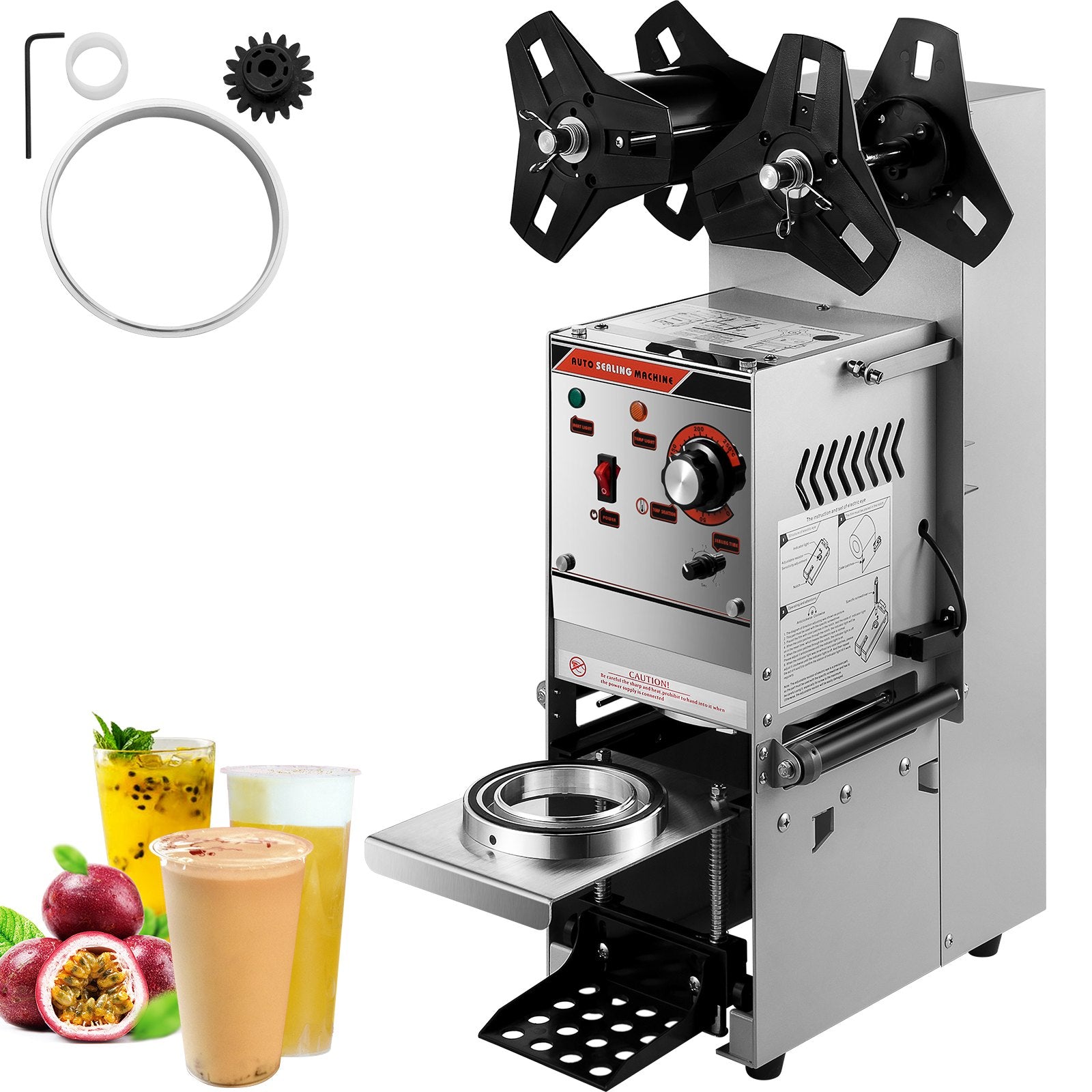VEVOR Semi-automatic Cup Sealing Machine Cup Sealer Silver 300-500 Cups/Hour