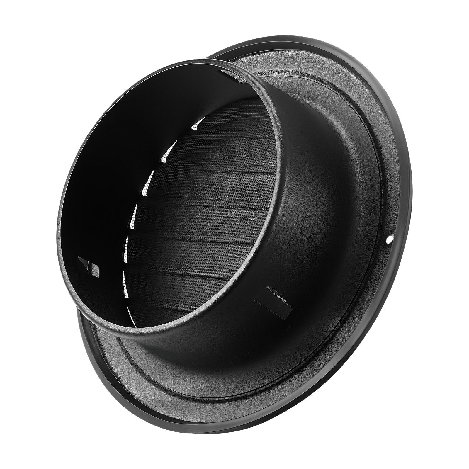VEVOR 145 mm Wall Vent Cover, Louvered Round AC Vent Gable Cover, Premium Stainless Steel & with Built-in a Protection Screen, for House,Bathroom,Garage,Kitchen,Basement 2 Pack, Black