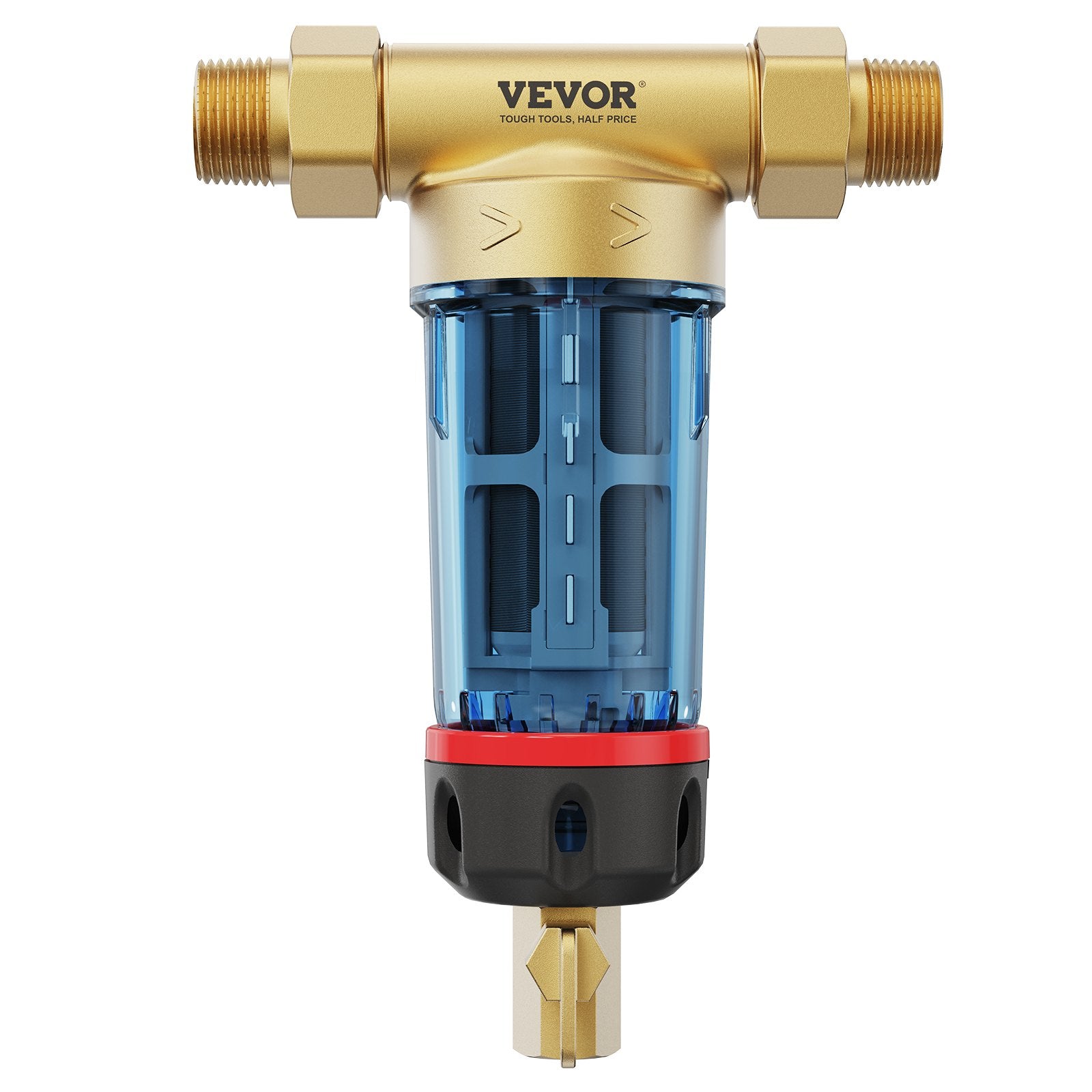 VEVOR Spin Down Filter, 40 Micron Whole House Sediment Filter for Well Water, 3/4" G-M + 1" G-M + 3/4" G-F, 4 T/H High Flow Rate, for Whole House Water Filtration Systems, Well Water Sediment Filter