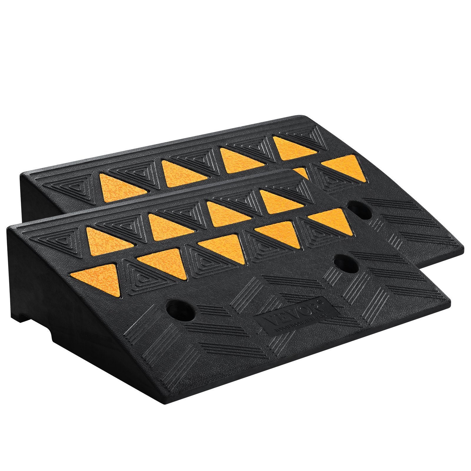VEVOR Rubber Curb Ramp 2 Pack, 12.7 cm Rise Height Heavy-Duty 15 tons Load Capacity Threshold Ramps, Driveway Ramps with Stable Grid Structure for Cars, Wheelchairs, Bikes, Motorcycles