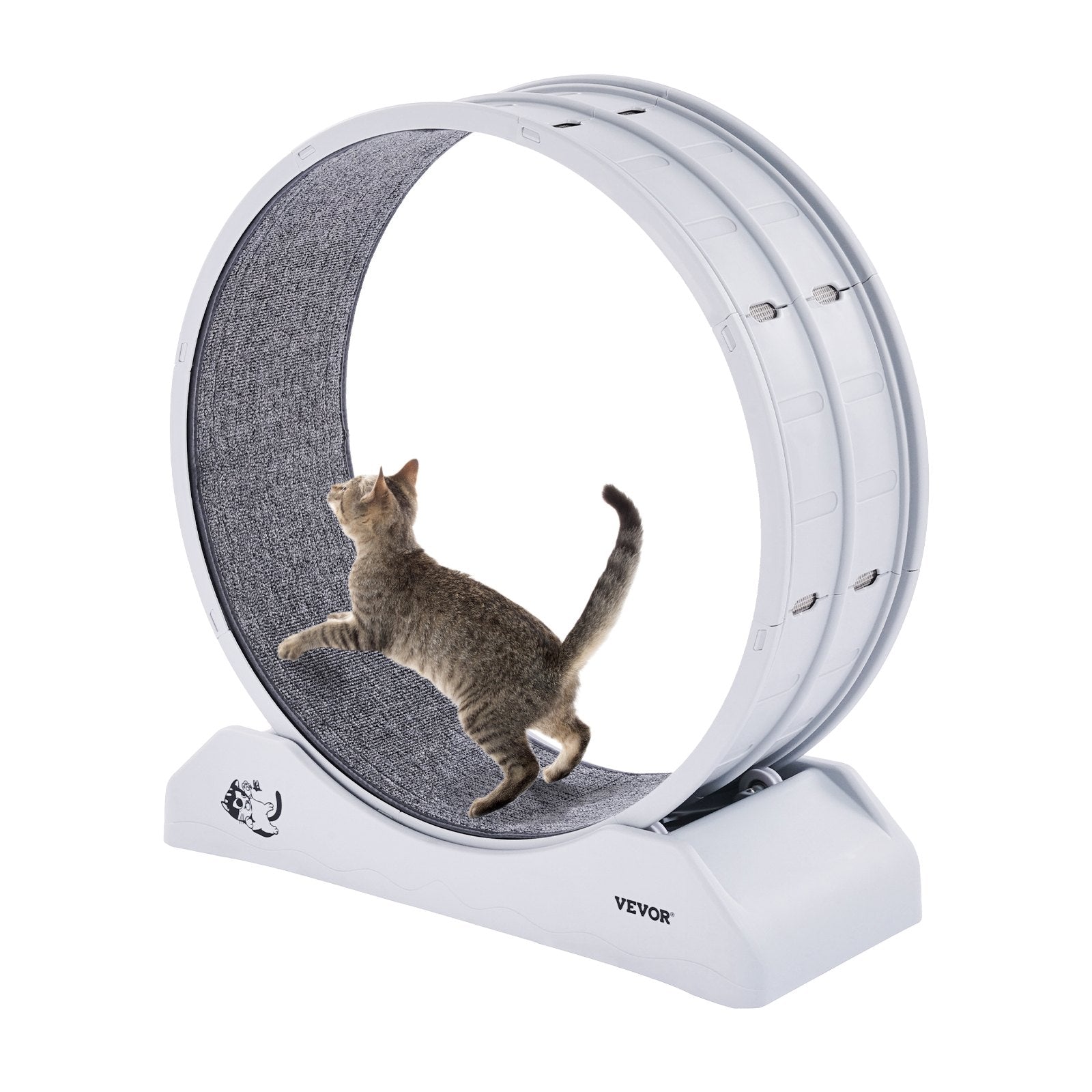 VEVOR Cat Exercise Wheel, 31.5 in, Large Cat Running Wheel with Secure Brake & Carpeted Runway, Quiet Operation Cat Treadmill, Indoor Cats Exerciser Wheel for Pets Weight Loss & Health White