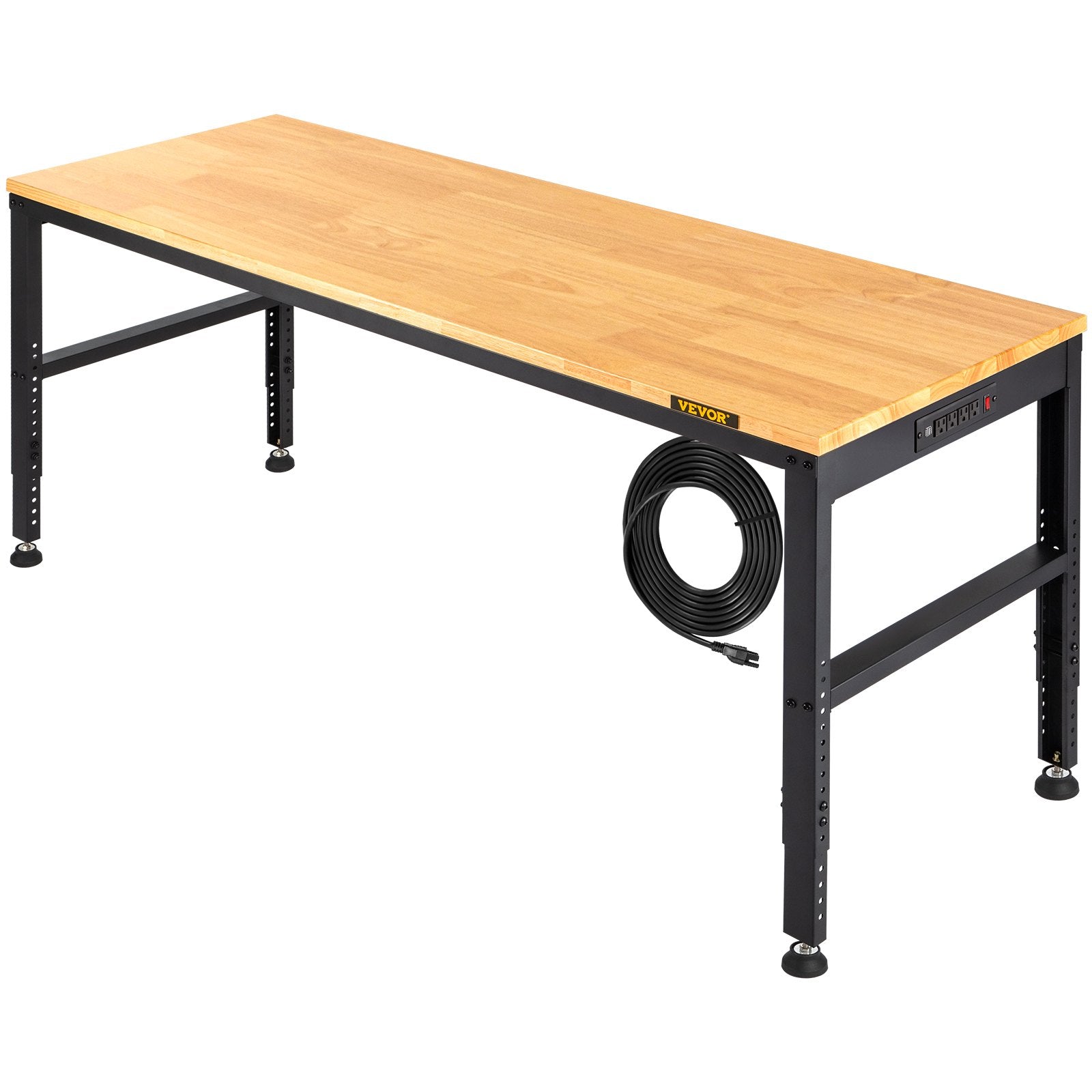 VEVOR Adjustable Height Workbench 1549 x 508 mm Work Bench Table Power Outlets