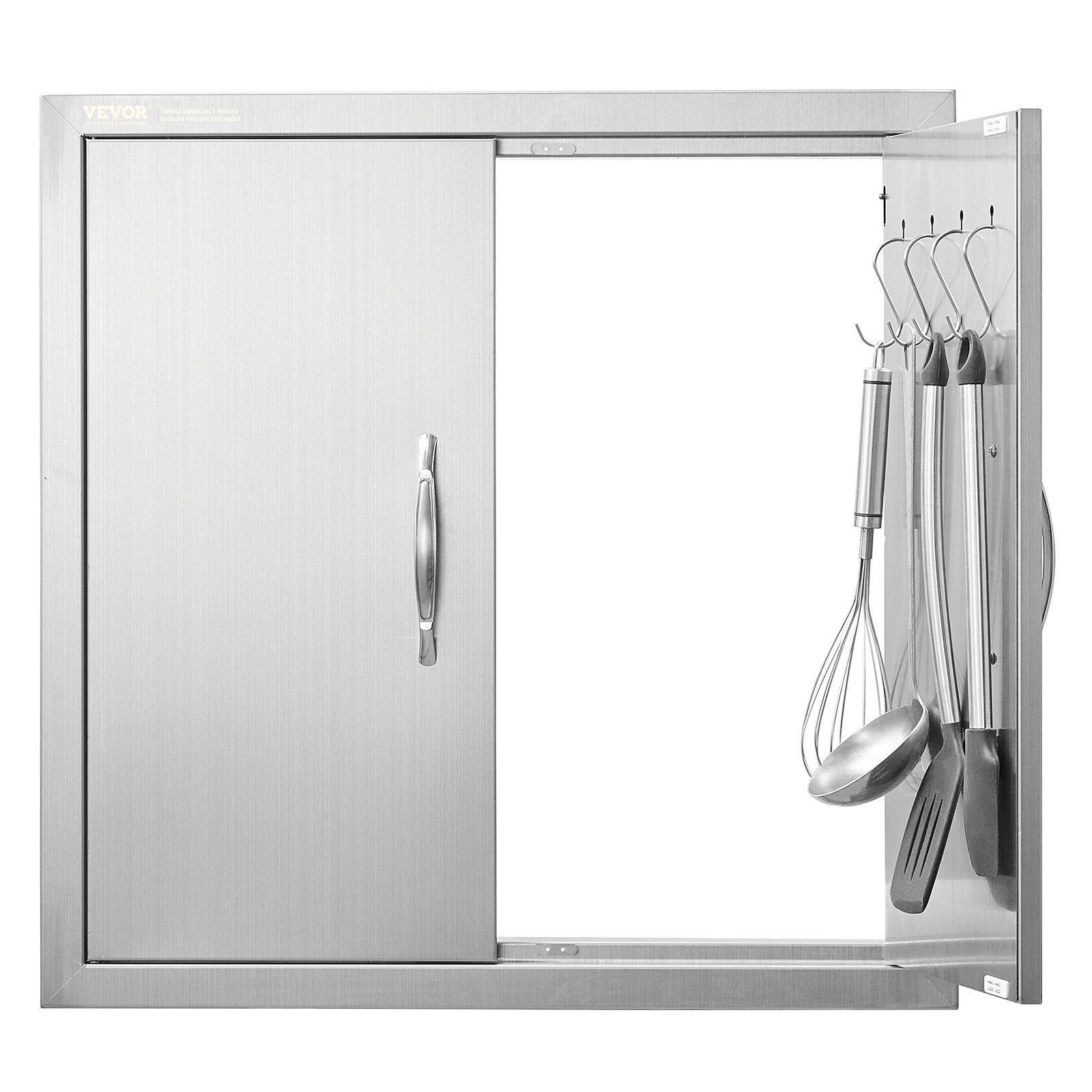 VEVOR BBQ Access Door, 610x610 mm Double Outdoor Kitchen Door, Stainless Steel Flush Mount Door, Double Wall Vertical Door with Handles and Hooks, for BBQ Island, Grilling Station, Outside Cabinet