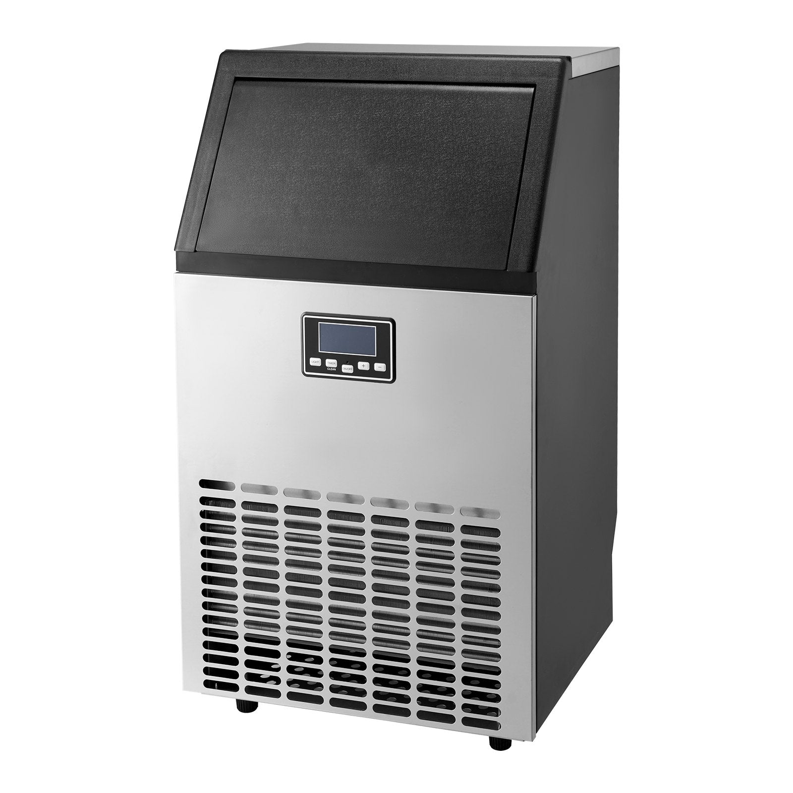 VEVOR Commercial Ice Maker Machine, 100lbs/24H Ice Maker Machine with 33lbs Storage Capacity, 45 Ice Cubes in 15 Minutes, LED Digital Display Freestanding Self-Cleaning for Bar Office Restaurant