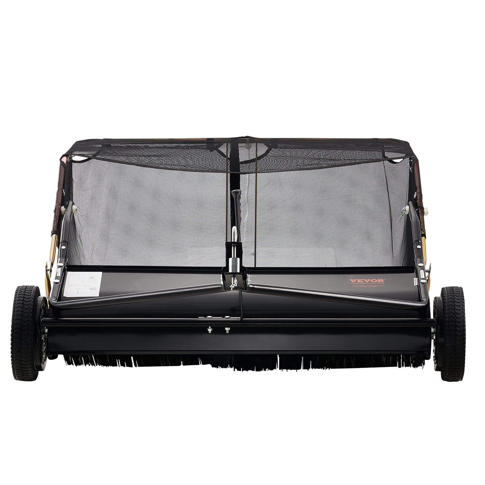 VEVOR 106.6 cm Lawn Sweeper Tow Behind, 12 cu.ft. Large Pull Behind Grass Sweeper, Heavy Duty Leaf & Grass Collector with Dumping Rope Design, Adjustable Sweeping Height for Picking Up Debris & Grass