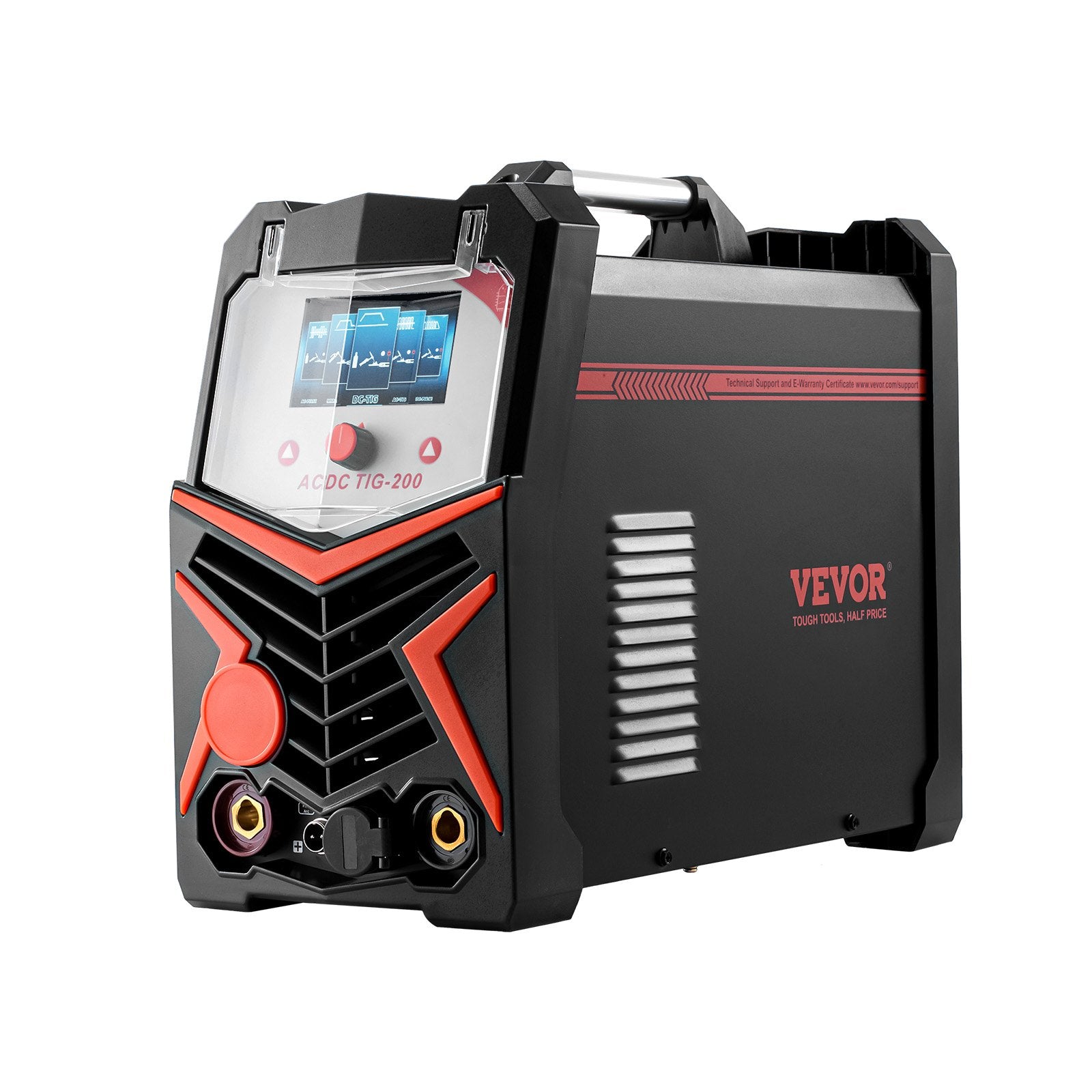 VEVOR TIG Welder, 200A 6-In-1 Aluminum Welding Machine LED Display - AC TIG/DC TIG/AC Pulse TIG/DC Pulse TIG/Spot TIG/MMA Stick , Electric Welder with Synergic Control IGBT