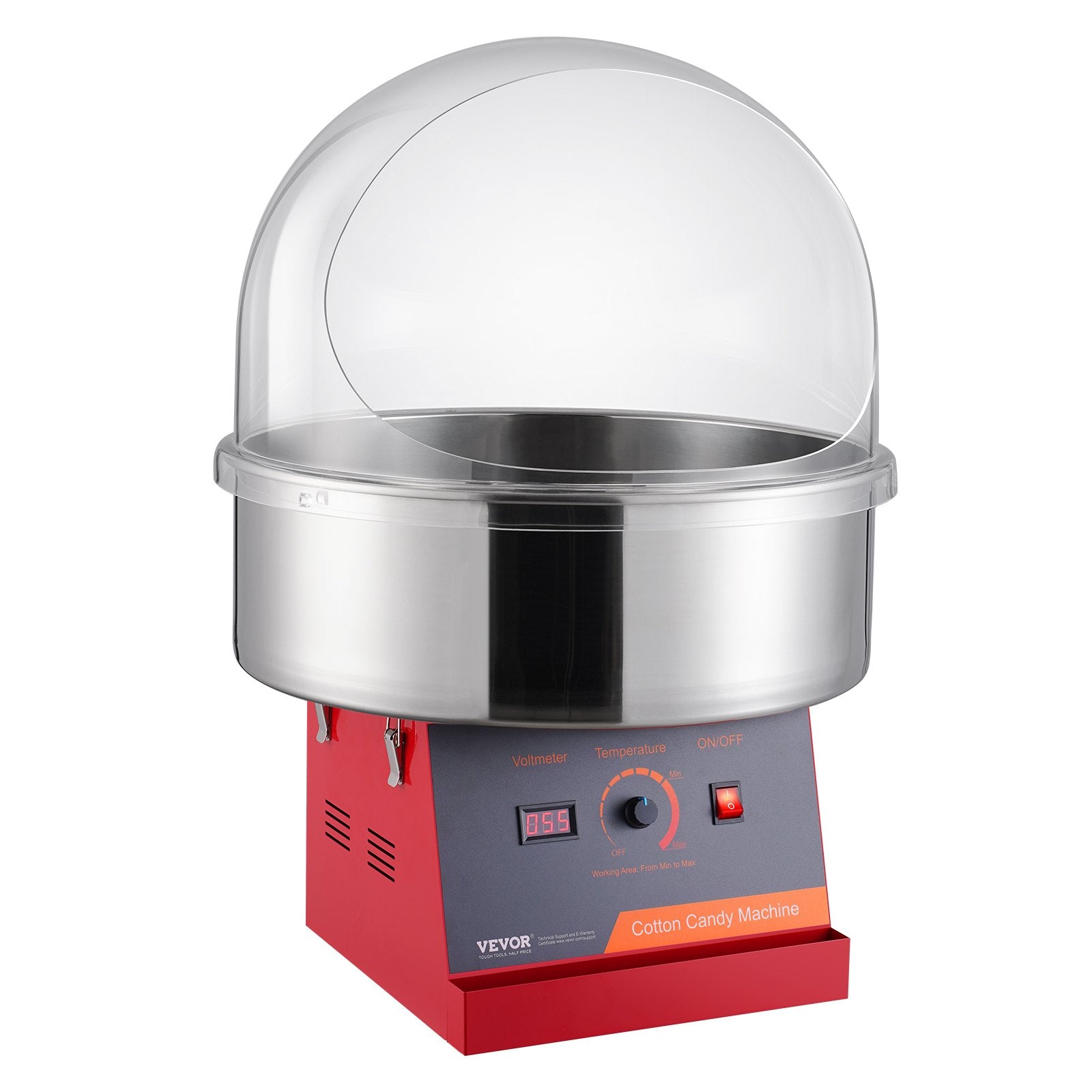 VEVOR Electric Cotton Candy Machine, 1000W Candy Floss Maker, Commercial Cotton Candy Machine with Cover, Stainless Steel Bowl, and Sugar Scoop, Perfect for Home Kids Birthday, Family Party Red