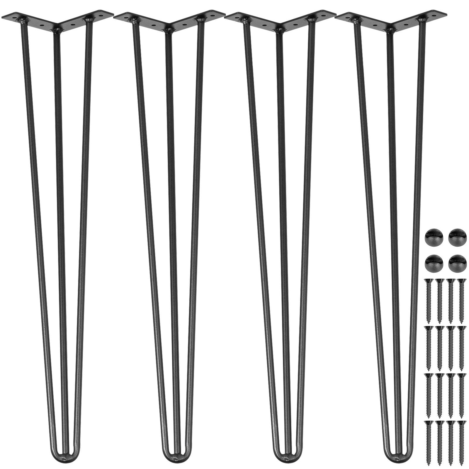 VEVOR Hairpin Table Legs 34 inch Black Set of 4 Desk Legs Each 220lbs Capacity Hairpin Desk Legs 3 Rods for Bench Desk Dining End Table Chairs Carbon Steel DIY Table Legs Heavy Duty Furniture Legs