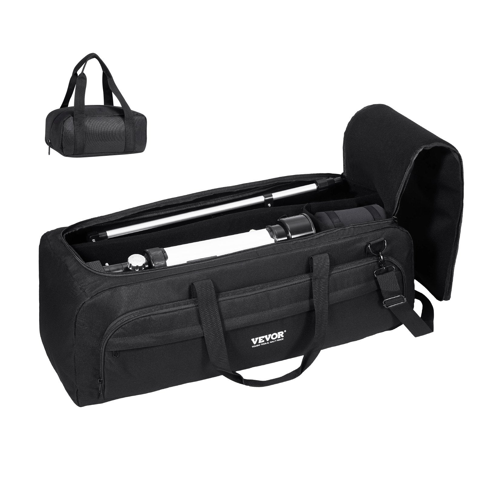 VEVOR Telescope Case, 770 mm, Telescope Storage Bag with Fixed Buckles, Multi-Pocket and Detachable Divider, Shock-Absorbent Telescope Carrying Case for Optical Tube & Tripod, Counterweight Pocket