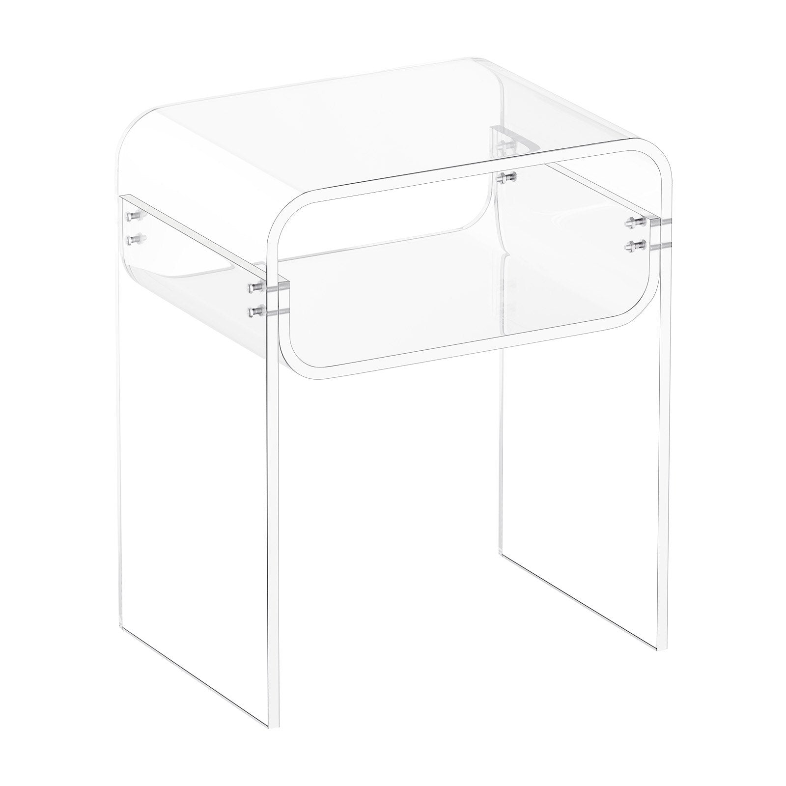 VEVOR Acrylic Side Table, 2 Tiers Clear Bedside Table with Storage Shelf, Modern Rectangle Acrylic End Desk, Transparent Thick Nightstand for Bedroom, Living Room, Study, 30 x 40 x 50 cm Clear