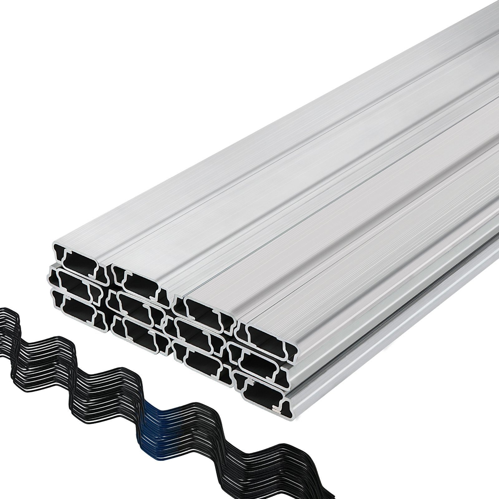 VEVOR Spring Wire and Lock Channel,2 m Spring Lock & U-Channel Bundle for Greenhouse, 20 Packs PE Coated Spring Wire & Aluminum Alloy Channel, Plastic Poly Film or Shade Cloth Attachment with Screw