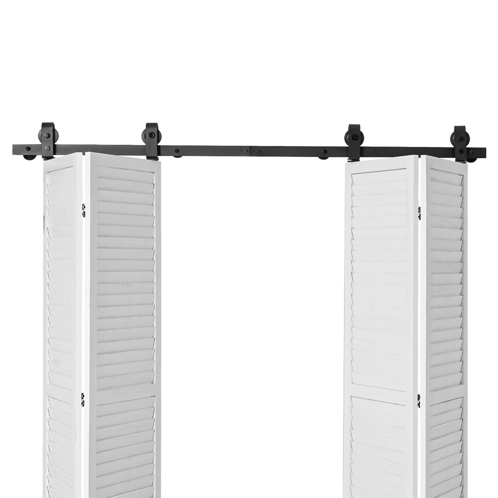 VEVOR Bi-Folding Sliding Barn Door Hardware Track Kit, 64" Top Mount Track Kit, Slide Smoothly & Quietly, Heavy Duty, Easy to Install, Suitable for Four 15" Closet Pantry Laundry Doors Not Included