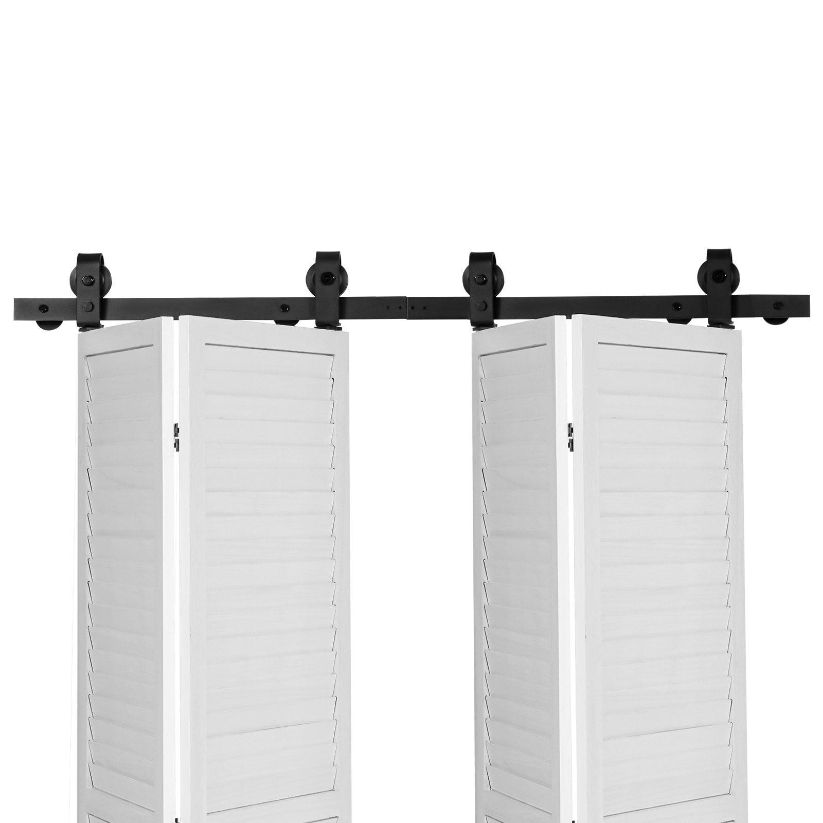 VEVOR Bi-Folding Sliding Barn Door Hardware Track Kit, 52" Top Mount Track Kit, Slide Smoothly & Quietly, Heavy Duty, Easy to Install, Suitable for Four 12" Closet Pantry Laundry Doors Not Included