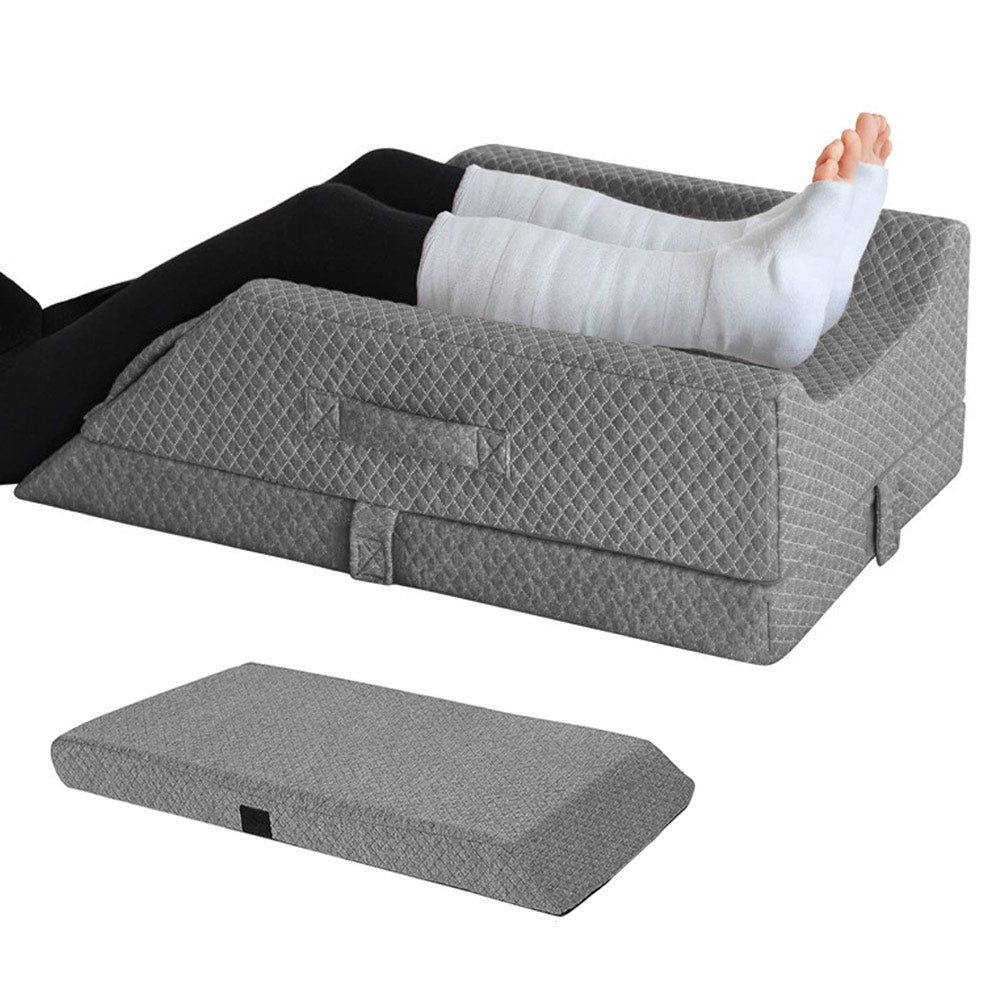 Leg Wedge Ergonomic Booster 3-Height Adjustable Memory Foam Leg Support Pillow with Washable Cover for Ankle Foot Rest Surgery Recovery and Pain Relief