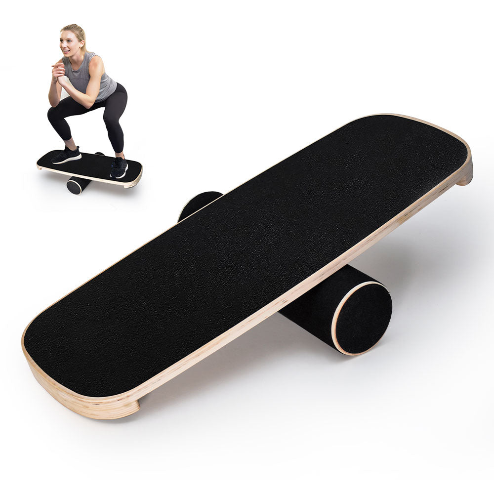 Wooden Balance Board Non-Slip Roller Board Home Fitness Balance Trainer Improves Core Stability for Snowboard Skateboard Surf Yoga Training Max Load 200kg