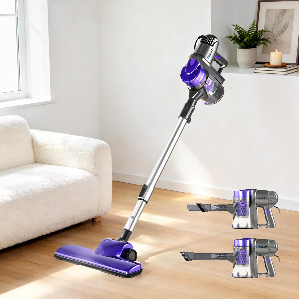 Devanti Corded Stick Vacuum Cleaner Handheld 450W Purple