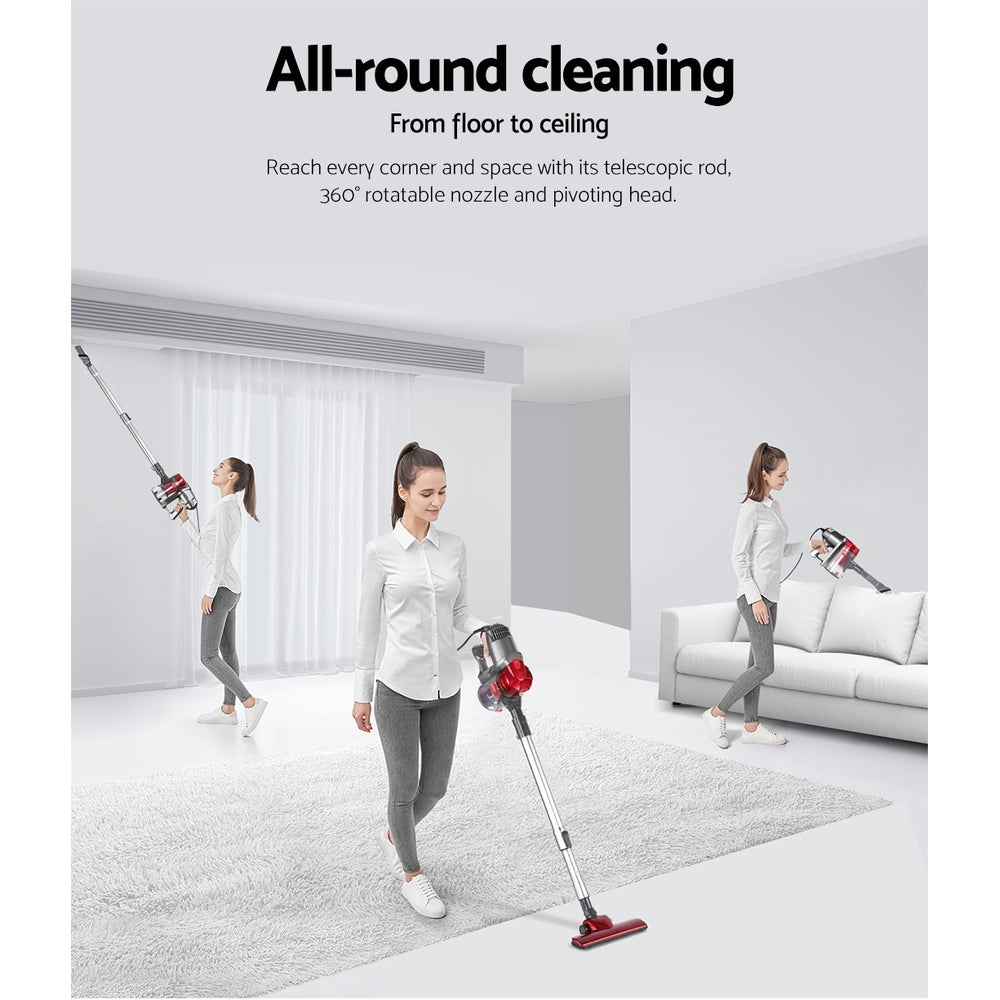 Devanti 450W Stick Vacuum Cleaner Handheld Corded Red