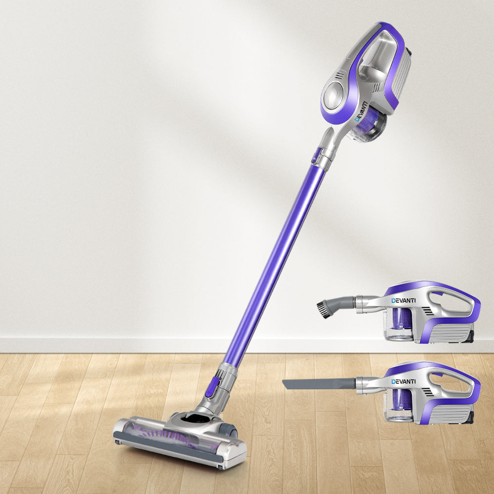 Devanti 150W Cordless Stick Vacuum Cleaner Bagless Purple