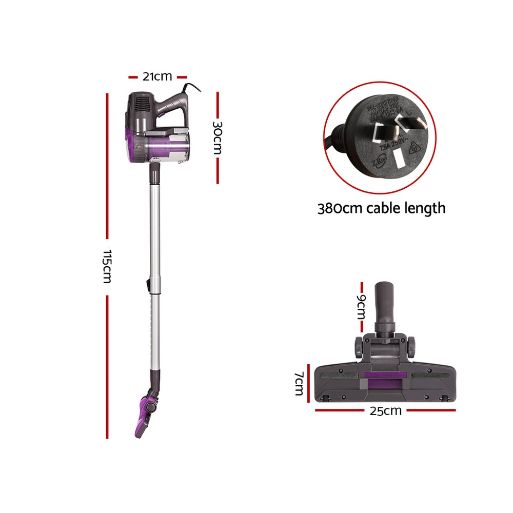 Devanti 500W Corded Stick Vacuum Cleaner Bagless Purple