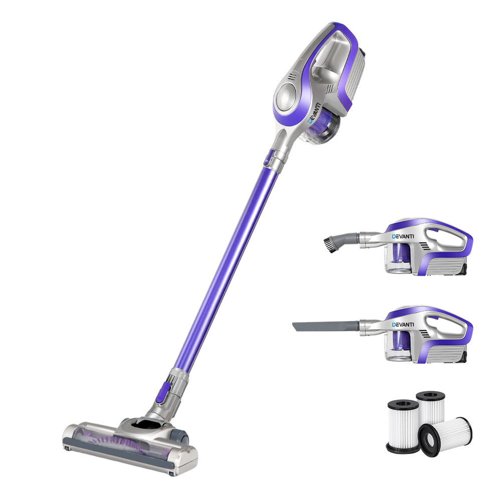 Devanti Cordless Stick Vacuum Cleaner 150W HEPA Purple