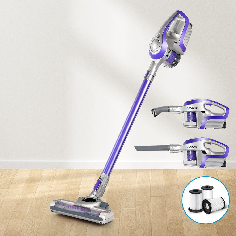 Devanti Cordless Stick Vacuum Cleaner 150W HEPA Purple