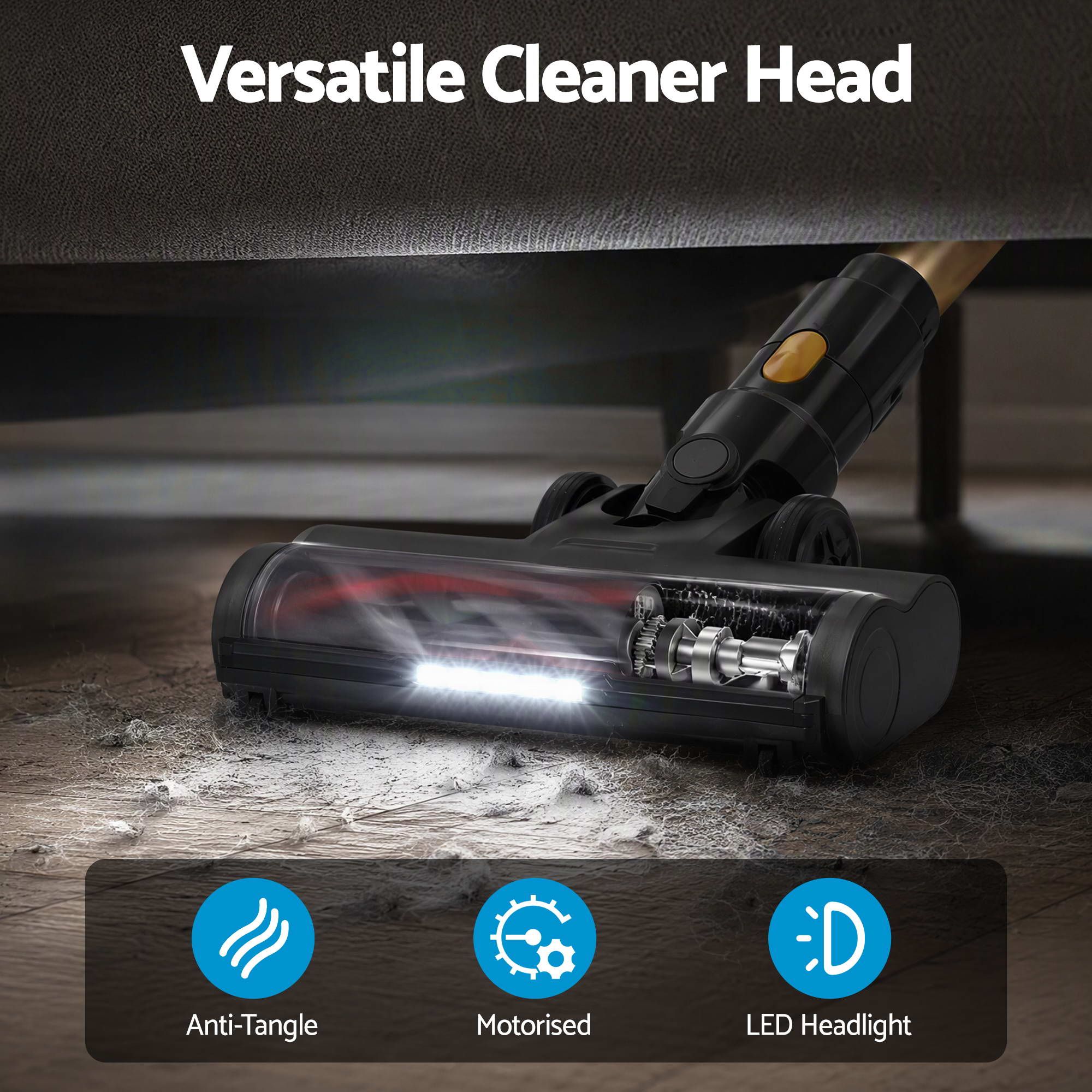 DEVANTI 30000Pa Cordless Stick Vacuum Cleaner 4-in-1 Handheld Vac, Gold