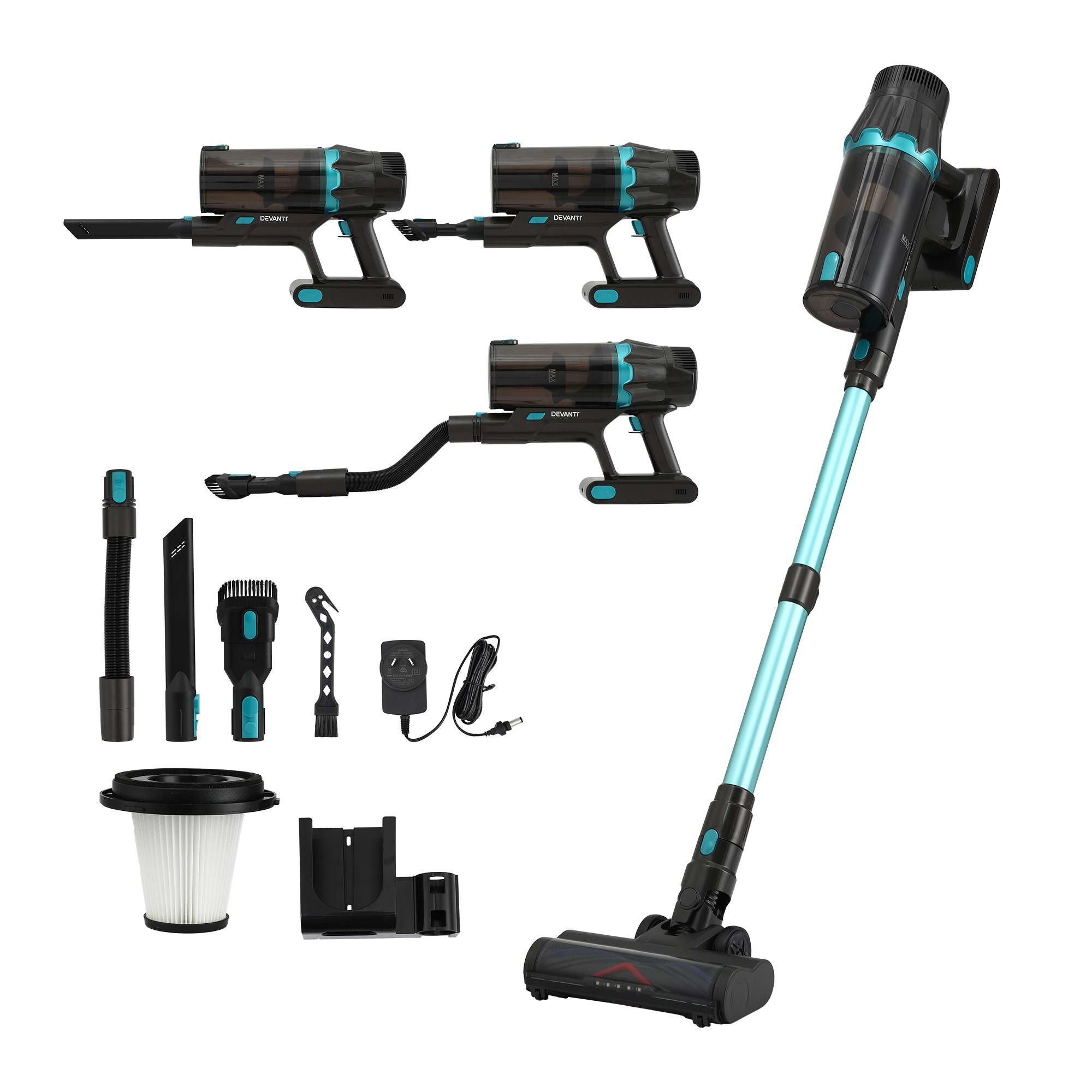 DEVANTI 30000Pa Cordless Stick Vacuum Cleaner 4-in-1 Handheld Vac, Green
