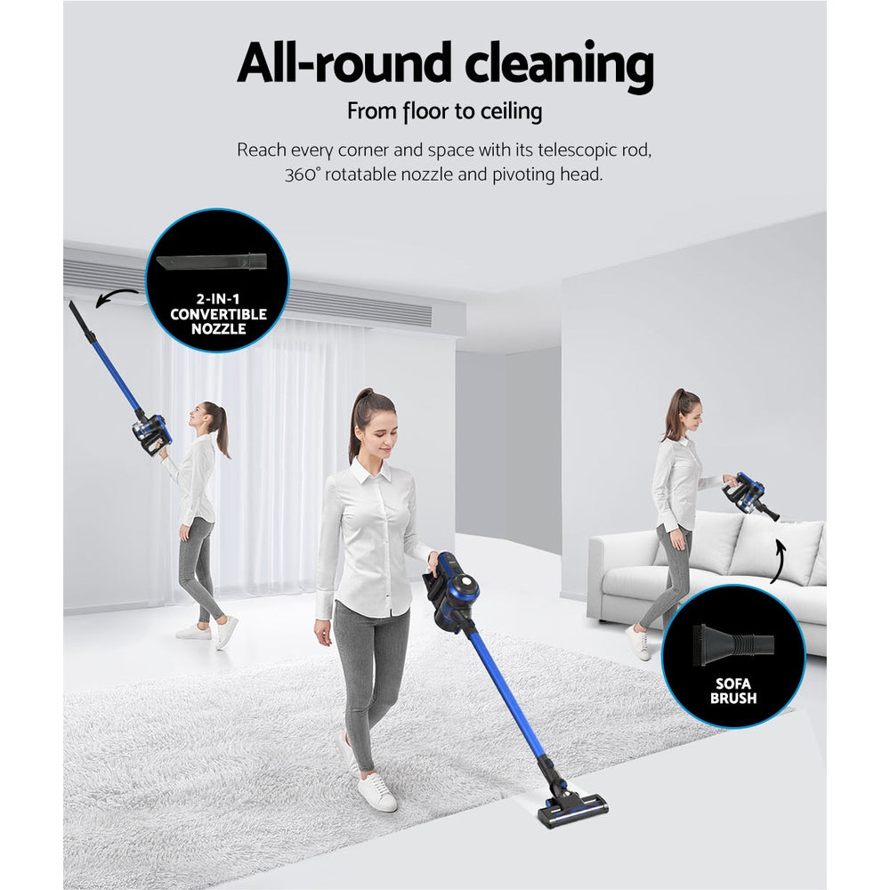 Devanti 250W Cordless Stick Vacuum Cleaner Brushless Blue