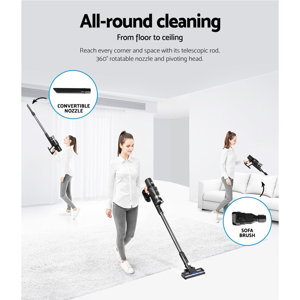Devanti 350W Cordless Stick Vacuum Cleaner Brushless Grey