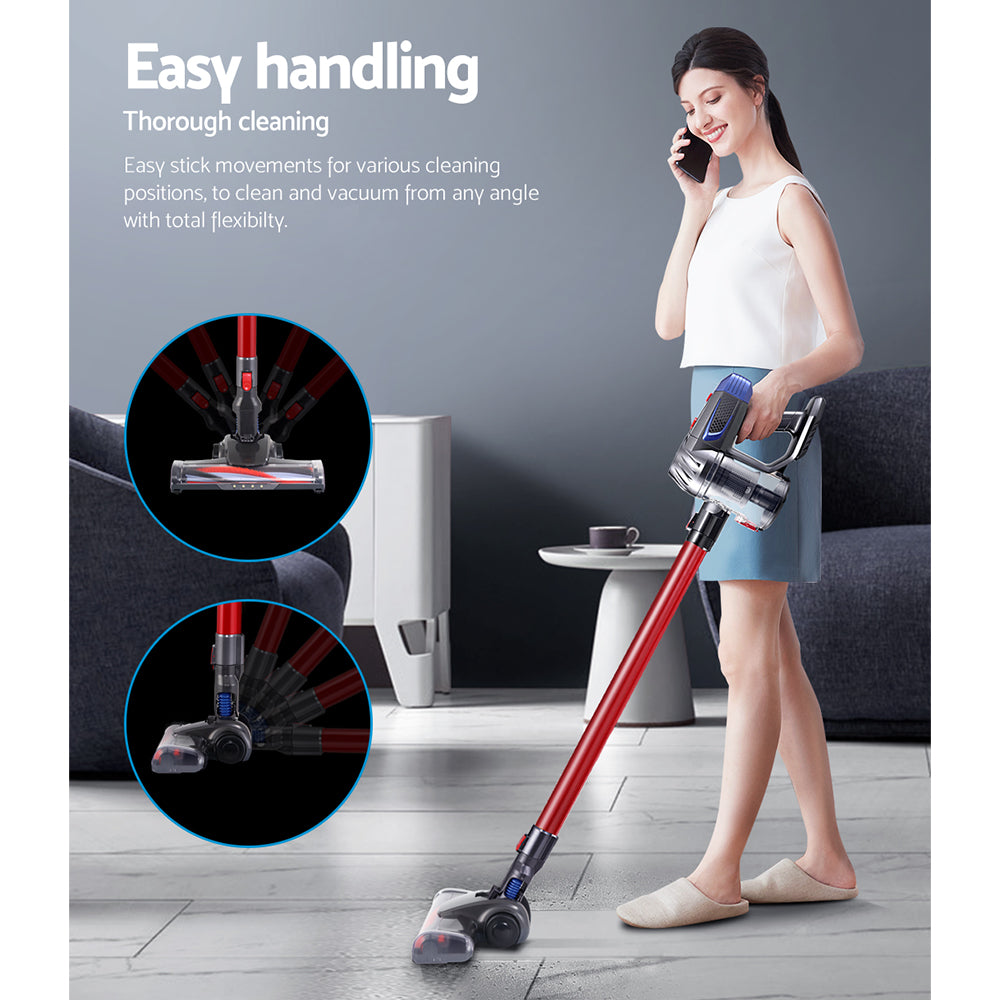 Devanti 150W Cordless Stick Vacuum Cleaner Bagless Red
