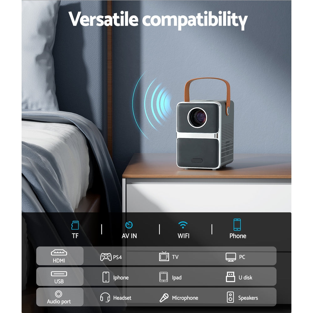 Devanti 4K Mini Projector Wi-Fi Home Theatre HDMI 1080P