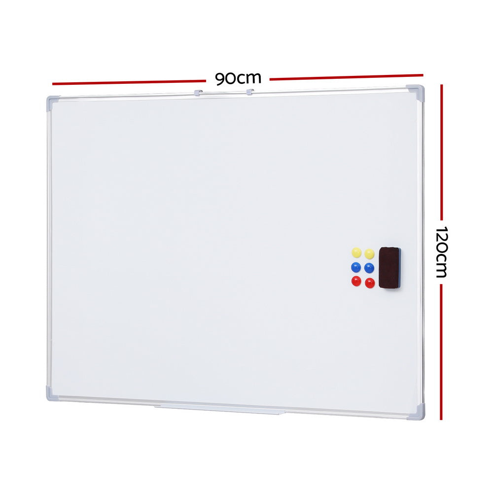 Magnetic Whiteboard 90x120cm Erase Board with Marker Tray for Home Office School