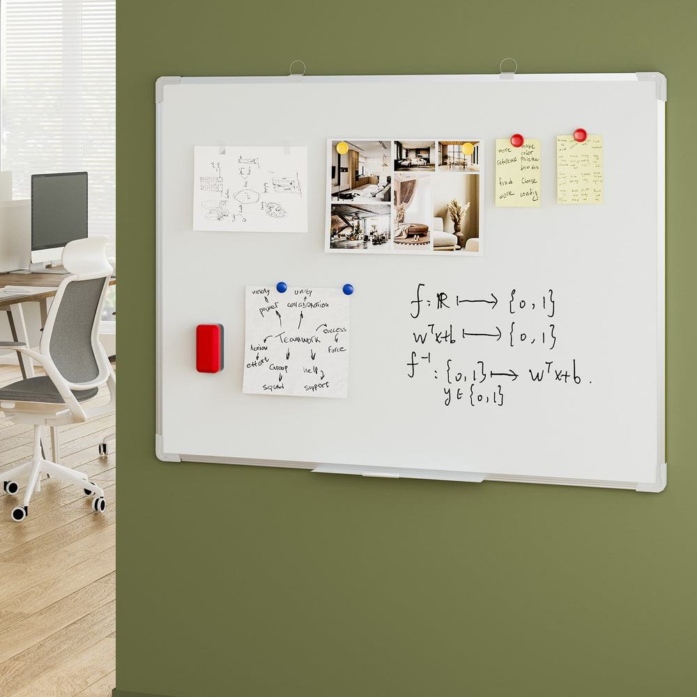 Magnetic Whiteboard 90x120cm Erase Board with Marker Tray for Home Office School