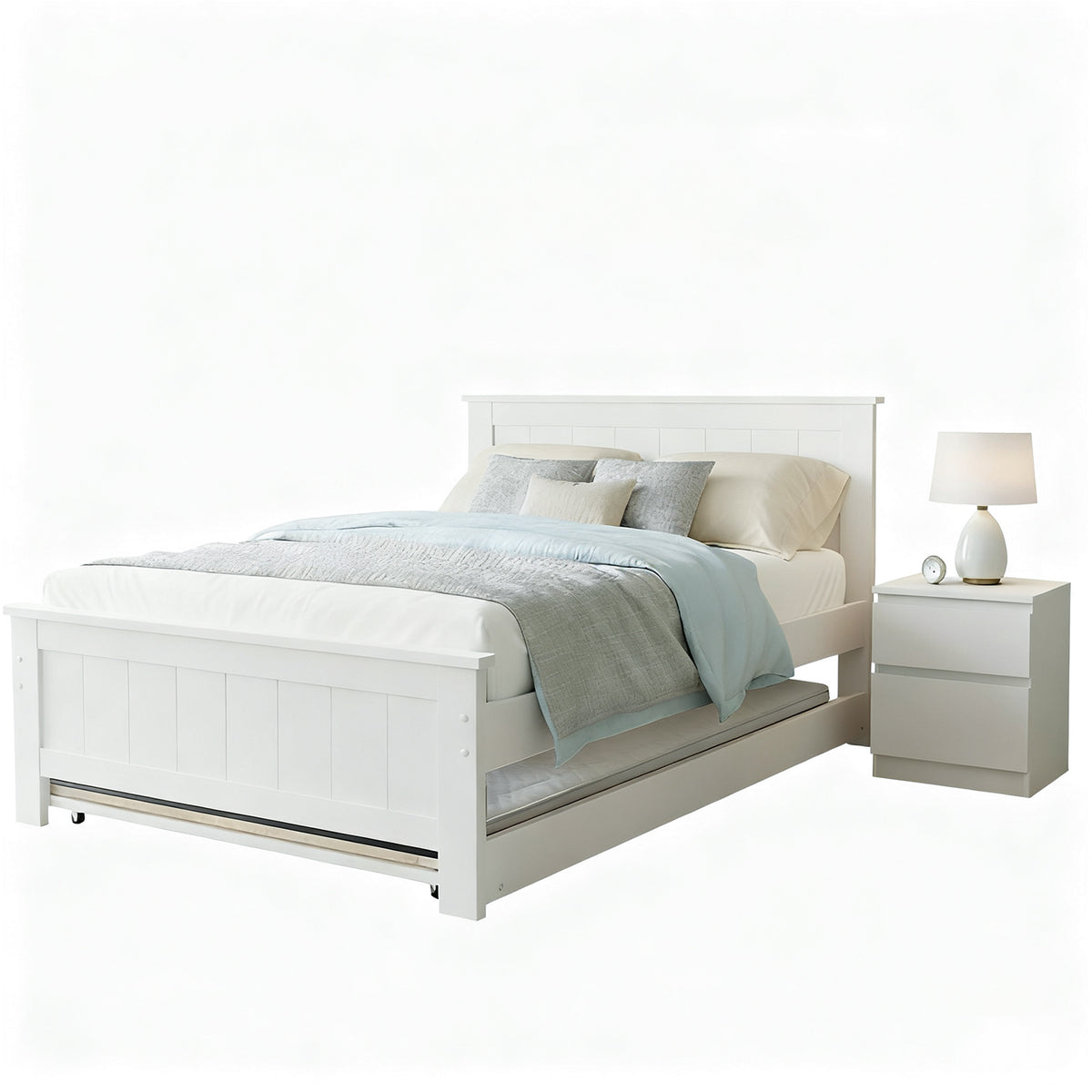 Elvis King Single Trundle Bed Frame and Pepe Bedside Table