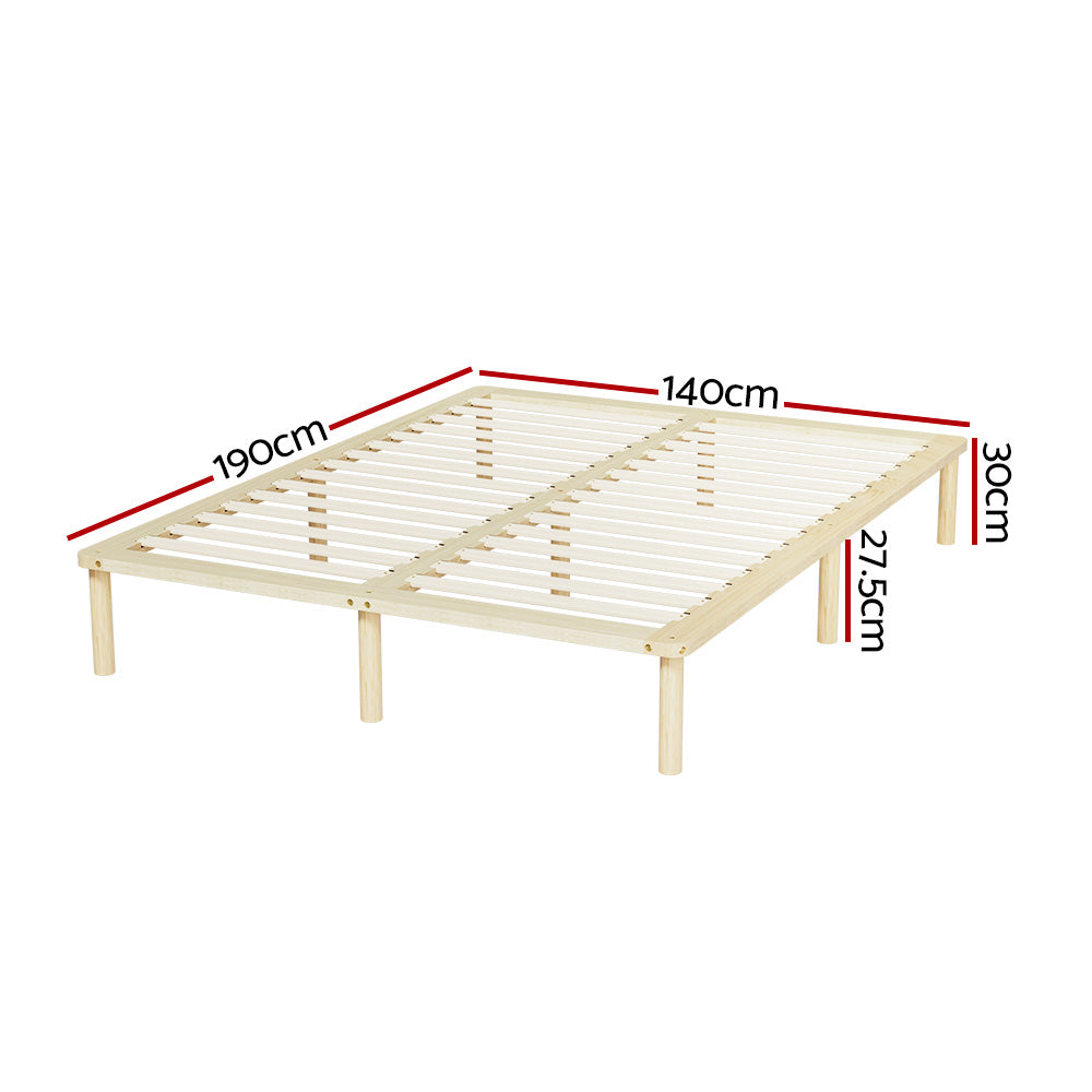 AMBA Double Bed Frame Wooden Base Pine Timber