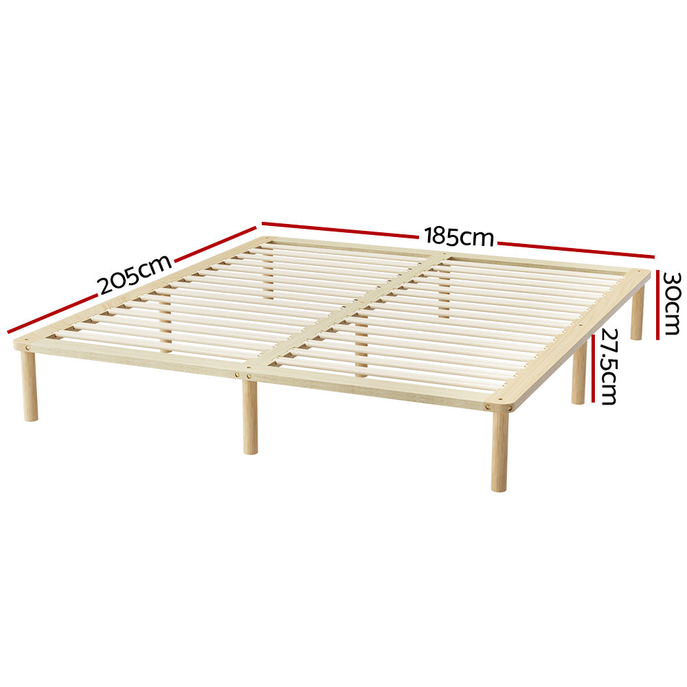 AMBA King Bed Frame Wooden Base Pine Timber