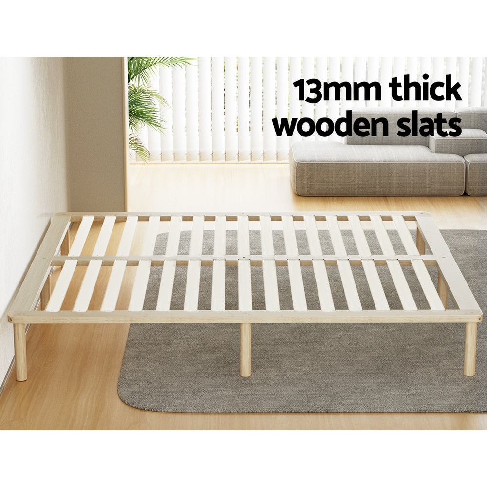 AMBA King Bed Frame Wooden Base Pine Timber