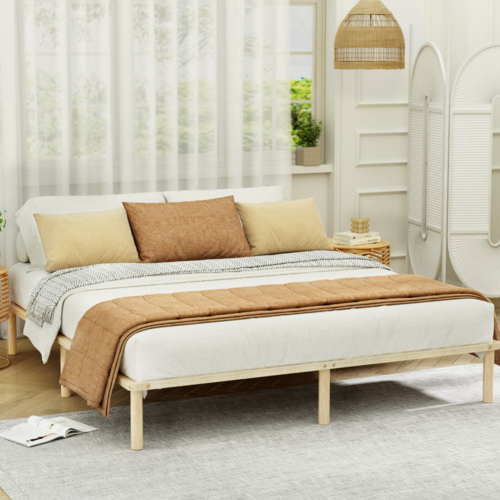 AMBA King Bed Frame Wooden Base Pine Timber