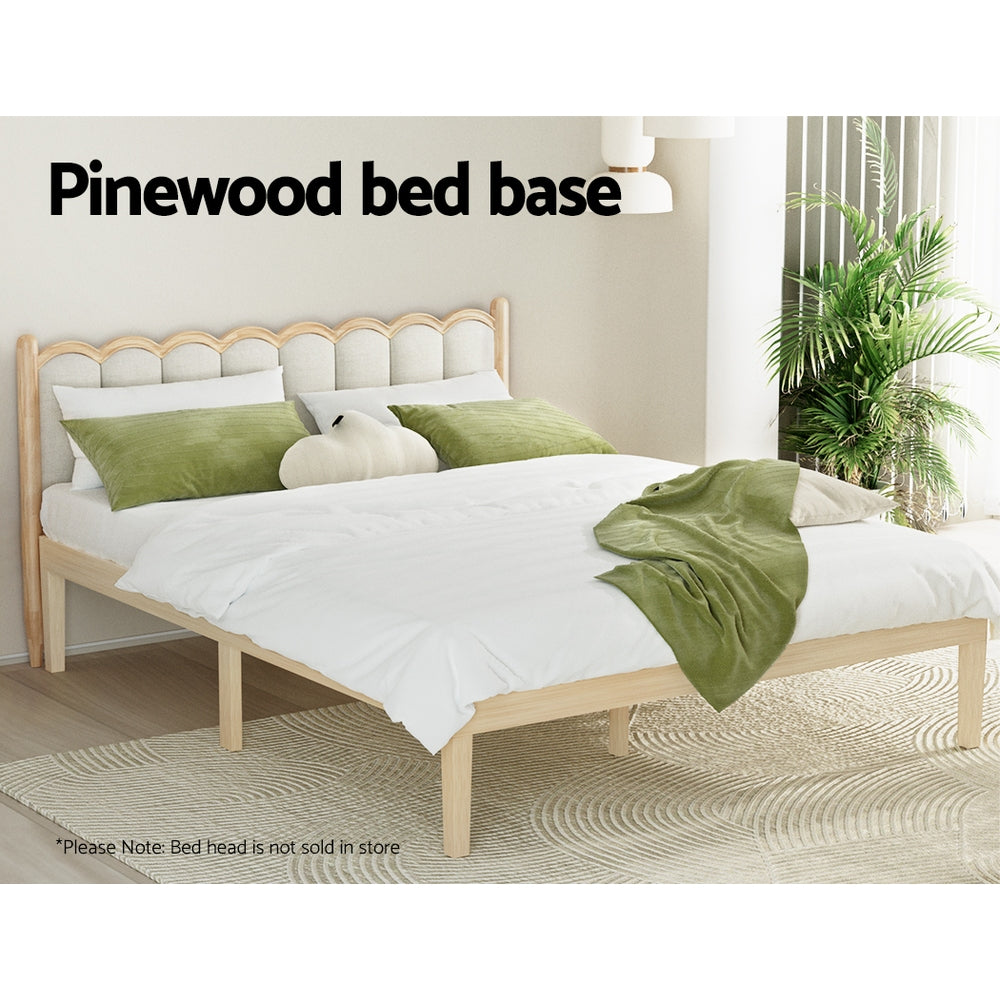 Bruno Double Bed Frame Wooden Pine Platform