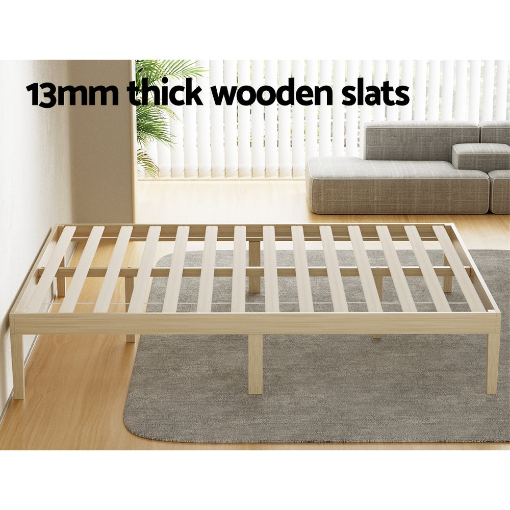 Bruno Double Bed Frame Wooden Pine Platform