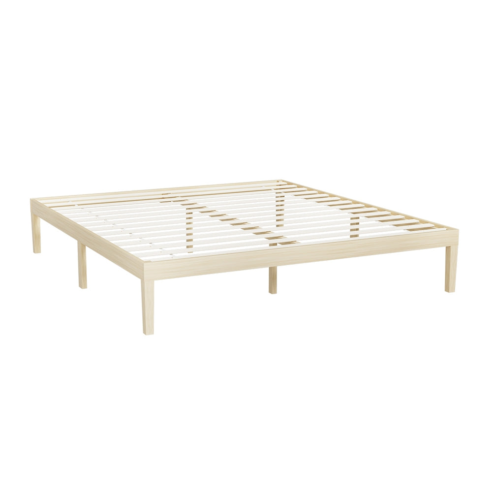 BRUNO King Bed Frame Wooden Pine Platform