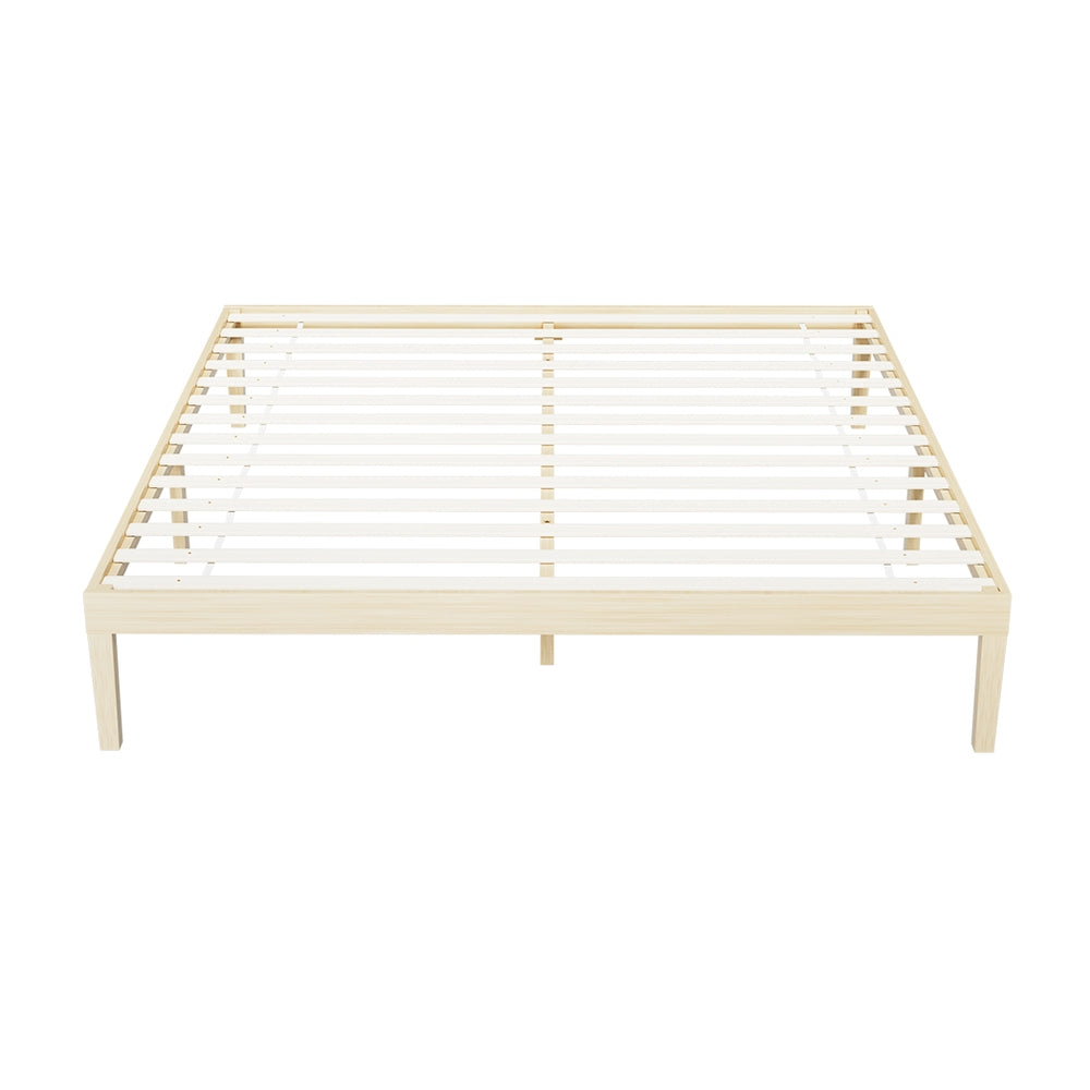 BRUNO King Bed Frame Wooden Pine Platform
