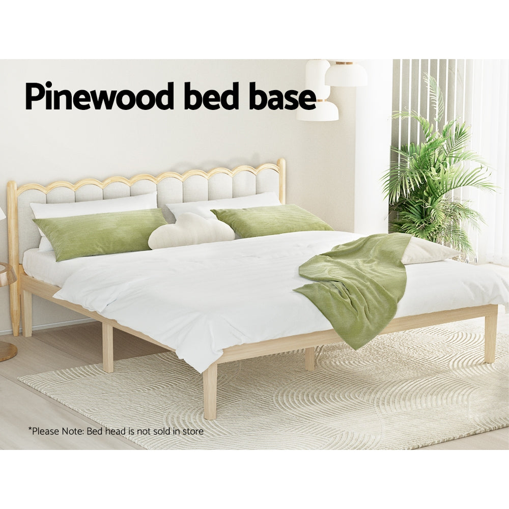 BRUNO King Bed Frame Wooden Pine Platform