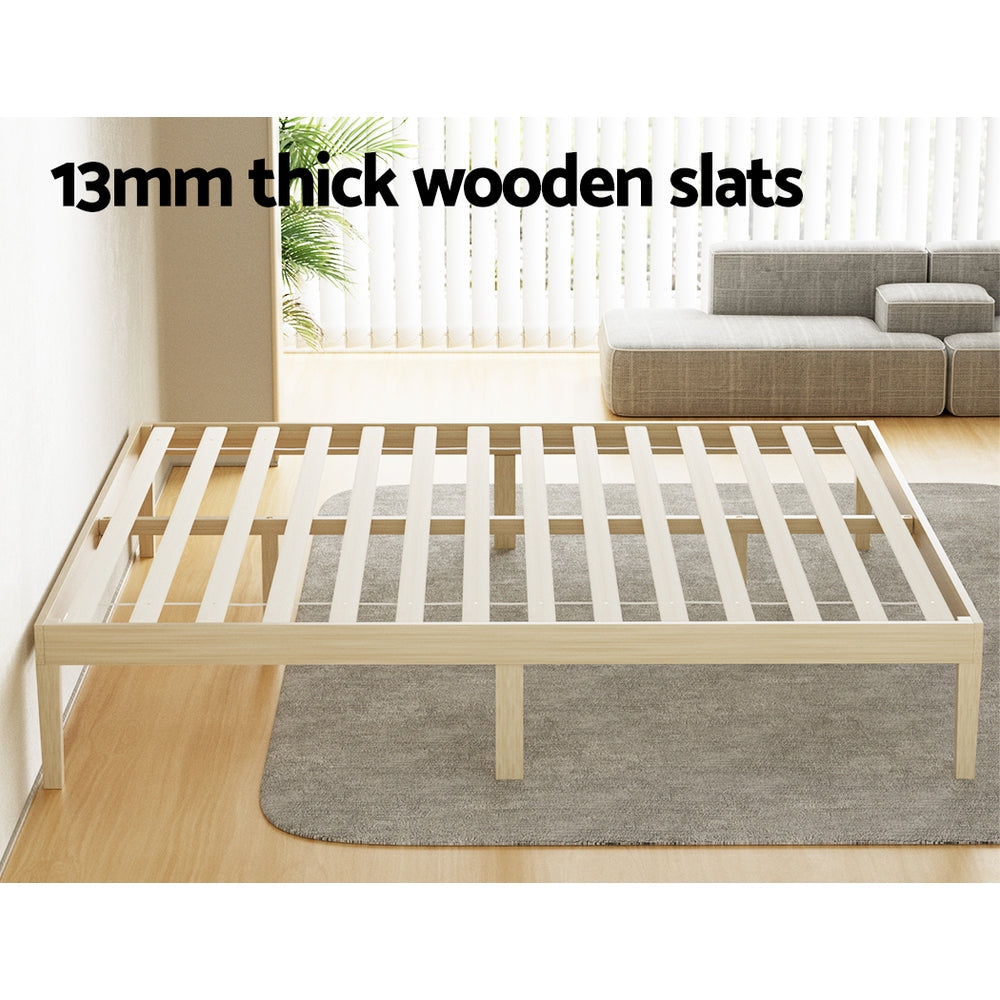 BRUNO King Bed Frame Wooden Pine Platform