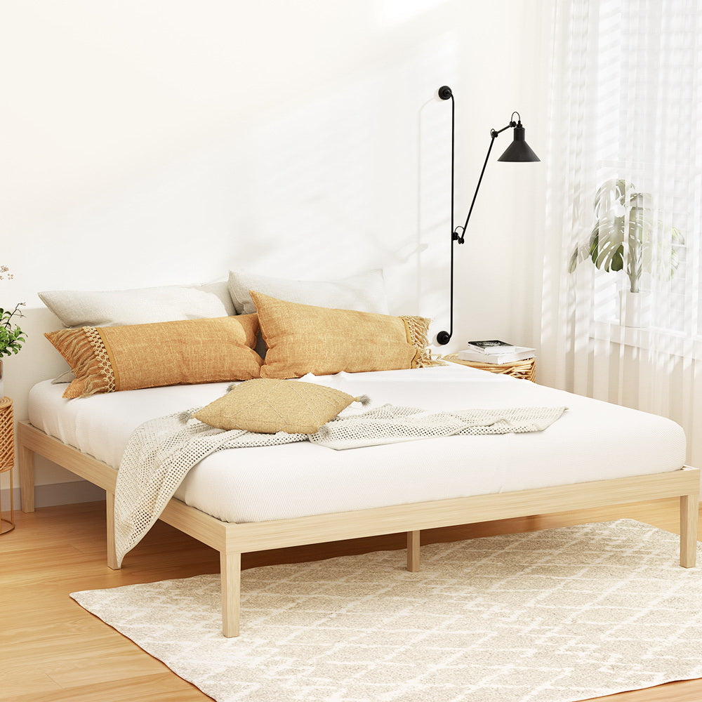 BRUNO King Bed Frame Wooden Pine Platform