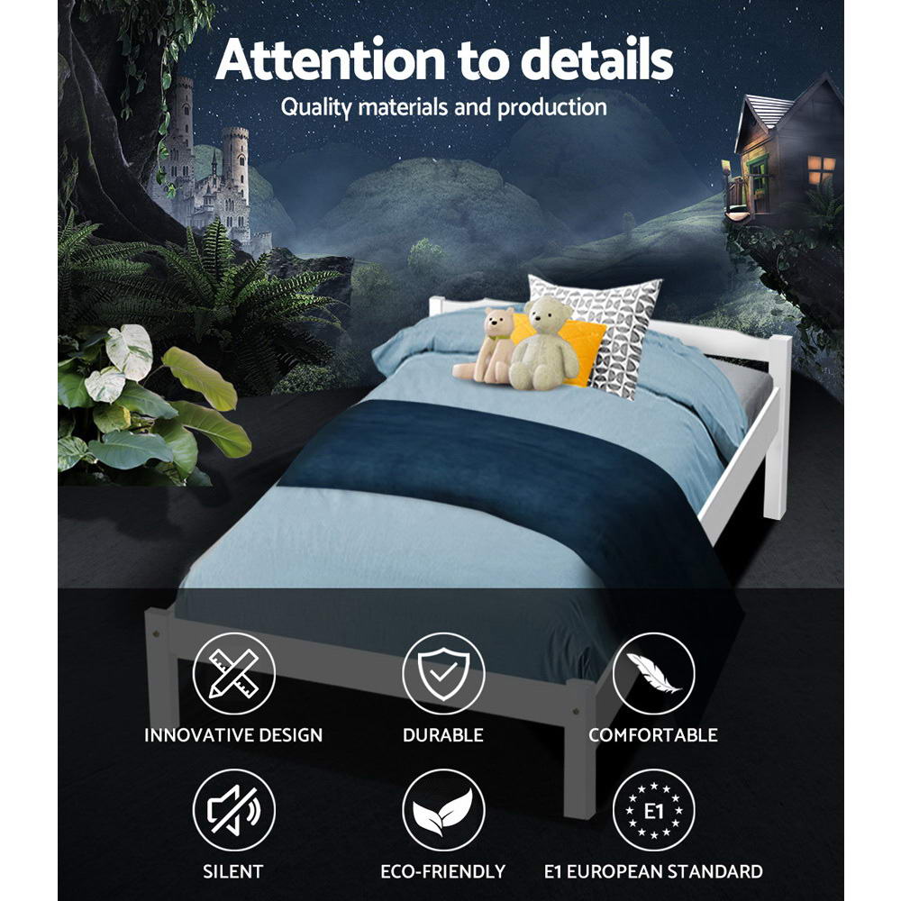 LEXI Single Wooden Bed Frame White