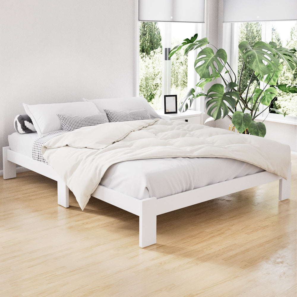 Jade Queen Bed Frame Wooden White